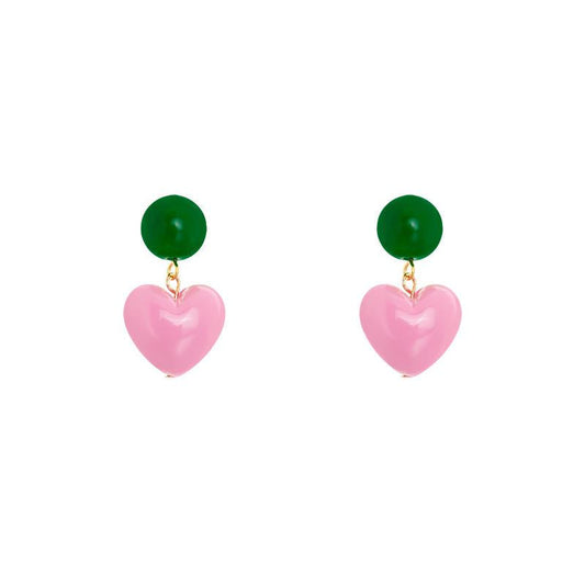 Two Tone Peach Heart Earrings
