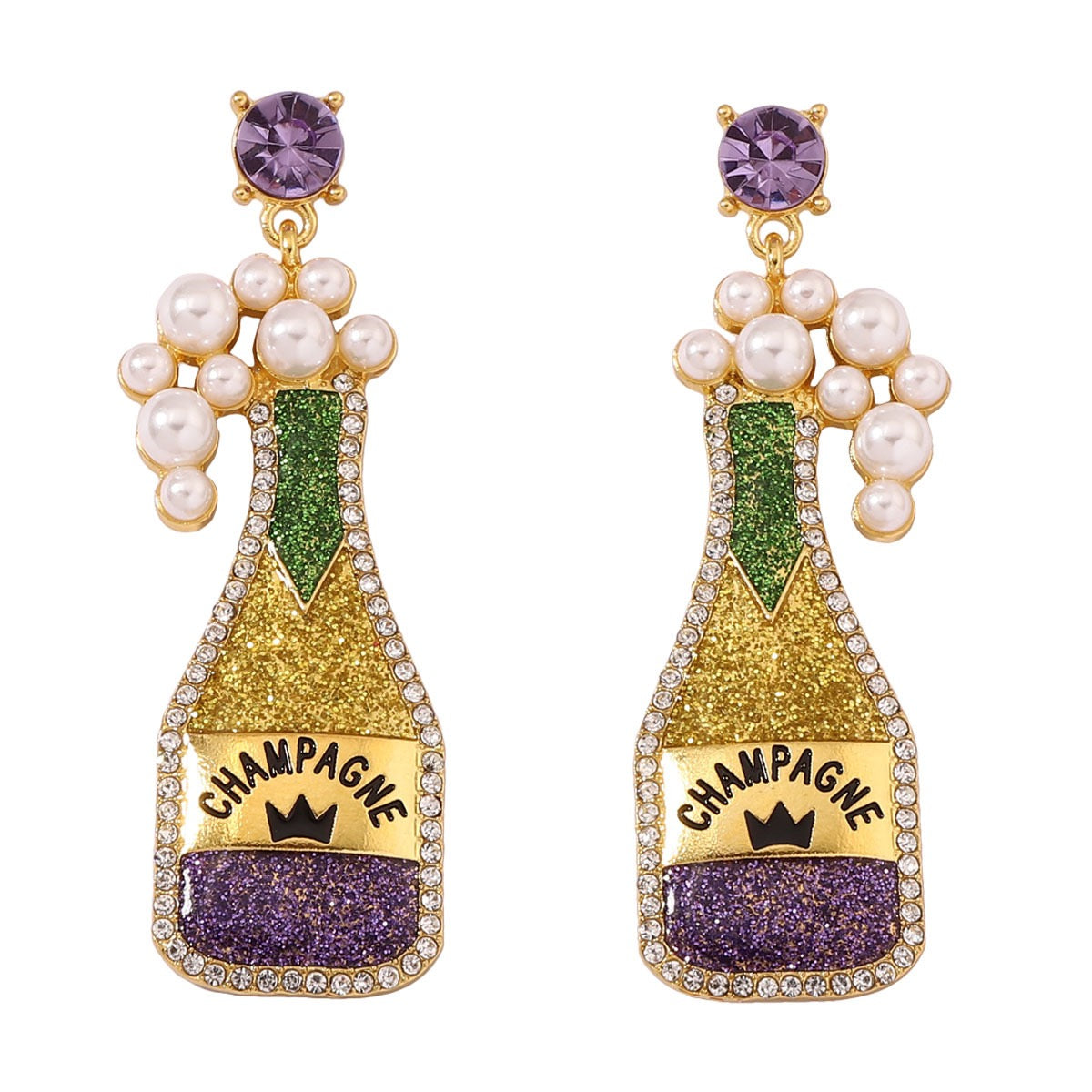 Cute beer bottle earrings within purple